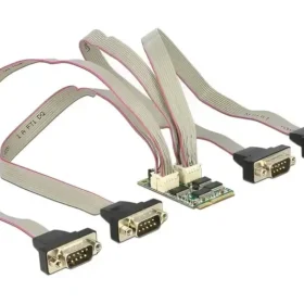 כרטיס MiniPCIe IO PCIe full size Serial RS-232 עם 4 יציאות DB9 with Voltage supply צ'יפ Exar כסף DELOCK 95244
