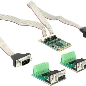 כרטיס MiniPCIe I/O PCIe full size Serial RS-422 / 485 עם 2 יציאות DB9 with 600 W Surge צ'יפ Exar כסף DELOCK | 95245