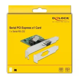 כרטיס PCIe x1 Serial RS-232 Low profile עם יציאת DB9 צ'יפ ASIX כסף DELOCK | 89948