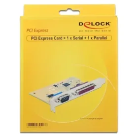 כרטיס PCIe x1 Serial RS-232 עם יציאת DB9 + יציאת Parallel צ'יפ SUN זהב DELOCK | 89446