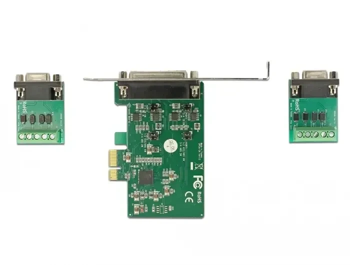 כרטיס PCIe x1 Serial RS-422/485 Low profile עם 2 יציאות DB9 צ'יפ Exar כסף DELOCK | 65841