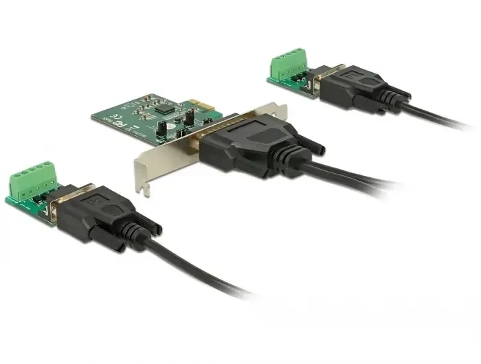 כרטיס PCIe x1 Serial RS-422/485 Low profile עם 2 יציאות DB9 צ'יפ Exar כסף DELOCK | 65841