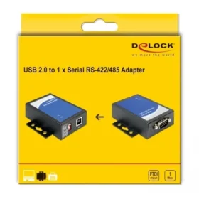ממיר USB 2.0 לחיבור DB9 Serial RS-422/485 עם הגנת 15kV ESD צ'יפ FTDI בצבע שחור DELOCK | 87585