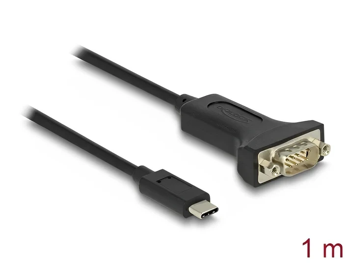 ממיר USB-C לחיבור DB9 Serial RS-232 צ'יפ FTDI אורך 1 מטר DELOCK 64195