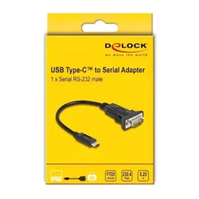 ממיר USB-C לחיבור DB9 Serial RS-232 צ'יפ FTDI אורך 25 ס"מ DELOCK | 64125