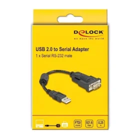 ממיר USB לחיבור DB9 Serial RS-232 צ'יפ FTDI אורך 25 ס"מ DELOCK | 61549