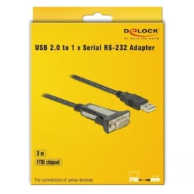 ממיר USB לחיבור DB9 Serial RS-232 צ'יפ FTDI אורך 3 מטר DELOCK | 65962