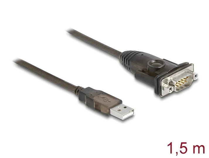 ממיר USB לחיבור DB9 Serial RS-232 צ'יפ Prolific PL-2303 GS אורך 1.5 מטר DELOCK | 62645