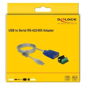 ממיר USB לחיבור DB9 Serial RS-422/485 עם הגנת מתח 600W עמיד בטמפרטורה 40°C- עד 85°C צ'יפ FTDI אורך 1.5 מטר בצבע שחור DELOCK | 64055