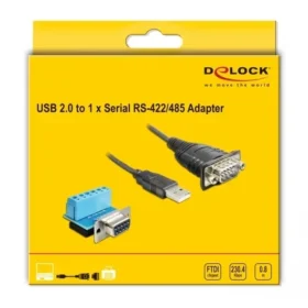 ממיר USB לחיבור DB9 Serial RS-422/485 צ'יפ FTDI אורך 80 ס"מ בצבע שחור DELOCK | 62406