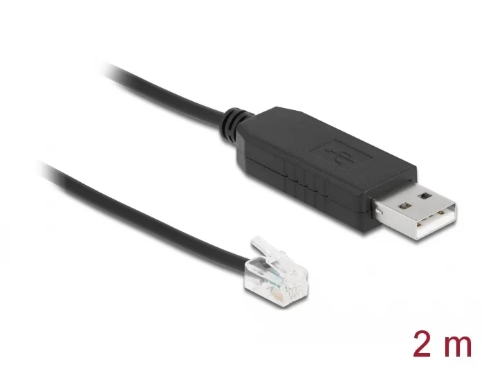 ממיר USB לחיבור RJ9RJ10 Serial RS-232 עם הגנת ESD צ'יפ FTDI עבור Celestron NexStar בצבע שחור DELOCK 66734