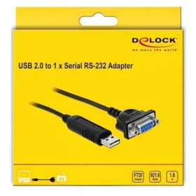 ממיר USB לחיבור Serial RS-232 עם שקע DB9 Compact צ'יפ FTDI אורך 1.8 מטר DELOCK | 66281