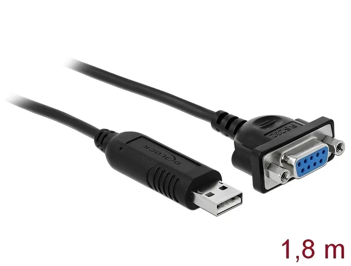 ממיר USB לחיבור Serial RS-232 עם שקע DB9 Compact צ'יפ FTDI אורך 1.8 מטר DELOCK | 66281