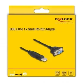 ממיר USB לחיבור Serial RS-232 עם שקע DB9 Compact צ'יפ FTDI אורך 50 ס"מ DELOCK | 66453