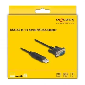 ממיר USB לחיבור Serial RS-232 עם תקע DB9 Compact צ'יפ FTDI אורך 1.8 מטר DELOCK | 66282