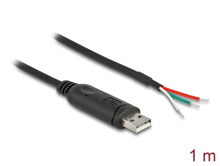ממיר USB לחיבור Serial RS-485 עם 3 גידים פתוחים צ'יפ FTDI בצבע שחור DELOCK 63508