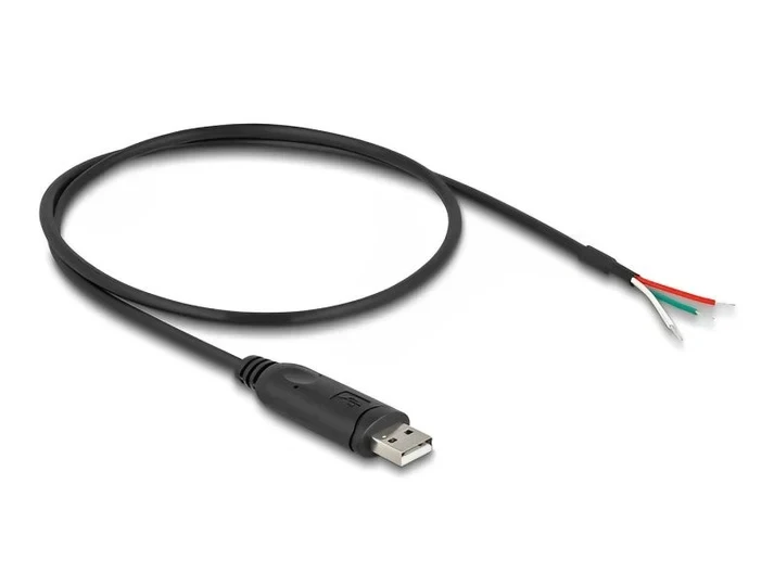 ממיר USB לחיבור Serial RS-485 עם 3 גידים פתוחים צ'יפ FTDI בצבע שחור DELOCK | 64242
