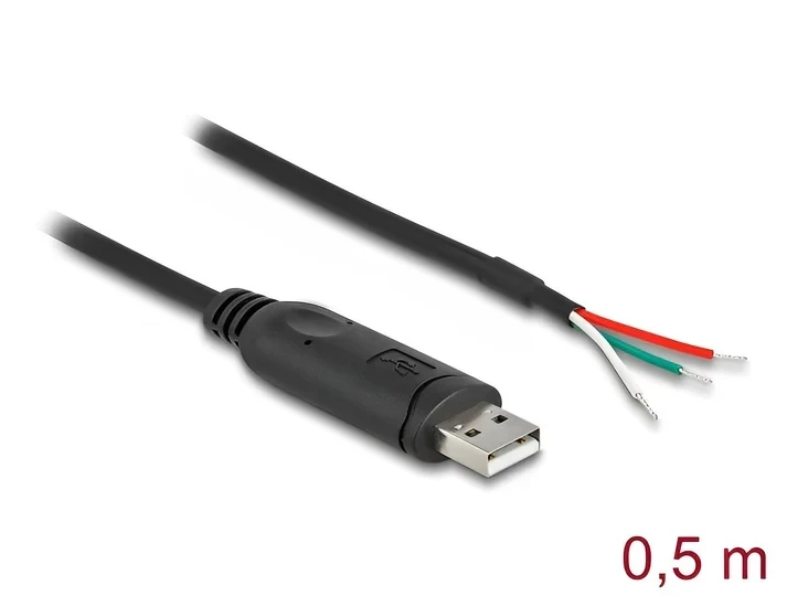 ממיר USB לחיבור Serial RS-485 עם 3 גידים פתוחים צ'יפ FTDI בצבע שחור DELOCK | 64242