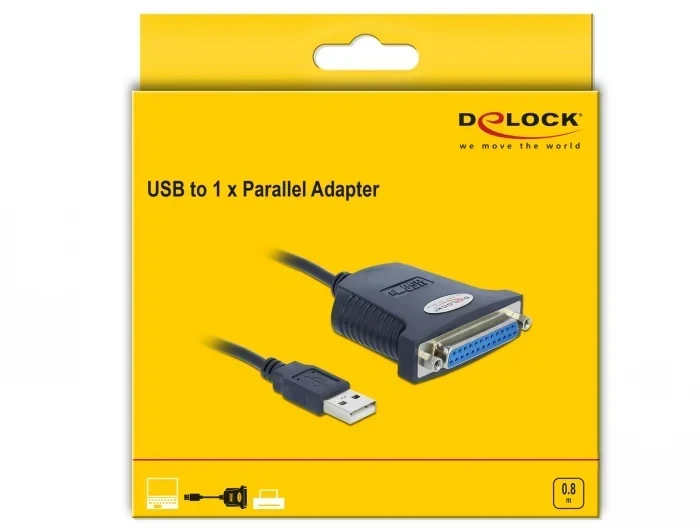 ממיר USB לחיבור פרלל DB25 Parallel אורך 80 ס"מ DELOCK | 61330