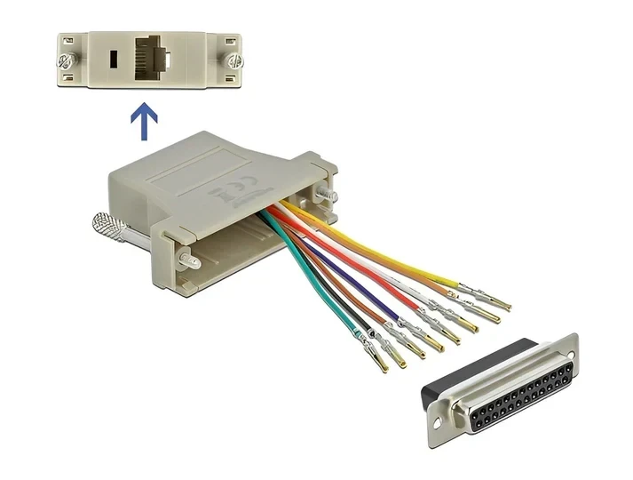 מעביר שקע D-Sub 25 Pin לשקע RJ45 בצבע אפור DELOCK | 65600