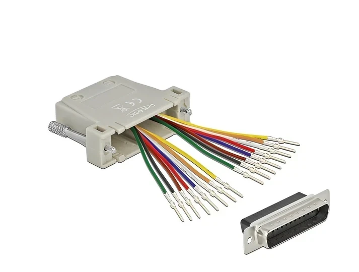 מעביר תקע D-Sub 25 Pin לשני שקעים RJ45 בצבע אפור DELOCK 66833