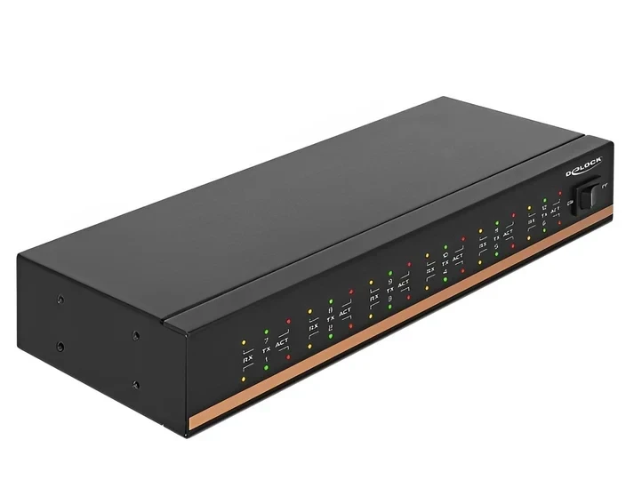 רכזת USB 2.0 עם 12 חיבורים DB9 Serial RS-232 + הגנת 15kV ESD צ'יפ FTDI בצבע שחור DELOCK | 64070
