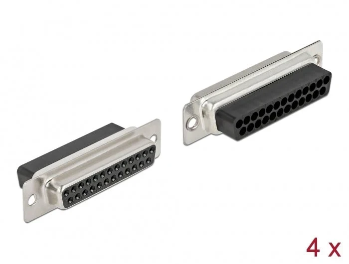 שקע D-Sub 25 pin בחיבור לחיצה סט 4 יח' בצבע אפור DELOCK | 66721