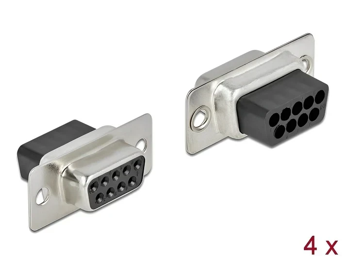 שקע D-Sub 9 pin בחיבור לחיצה סט 4 יח' בצבע אפור DELOCK | 66719