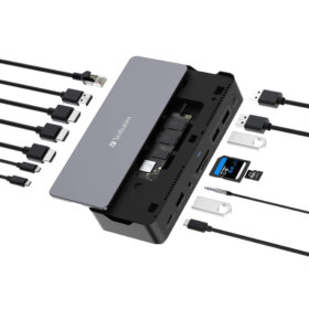 תחנת עגינה Pro Docking Station 15 Port with SSD slot בצבע אפור Verbatim | 32173