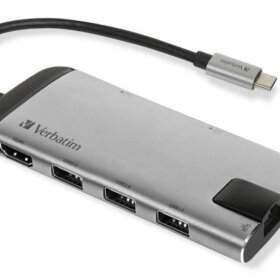 תחנת עגינה USB-C MULTIPORT HUB USB 3.1 GEN 1USB 3.0x3 HDMI SDH בצבע אפור Verbatim 49142