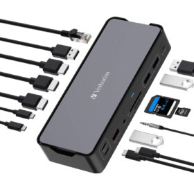 תחנת עגינה USB-C Pro Docking Station 15 Ports בצבע אפור Verbatim | 32171