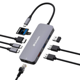 תחנת עגינה USB-C™PRO MULTIPORT HUB 1 x HDMI, 1 x RJ45, 2 x USB-C 3.2 Gen2 בצבע אפור Verbatim | 32152