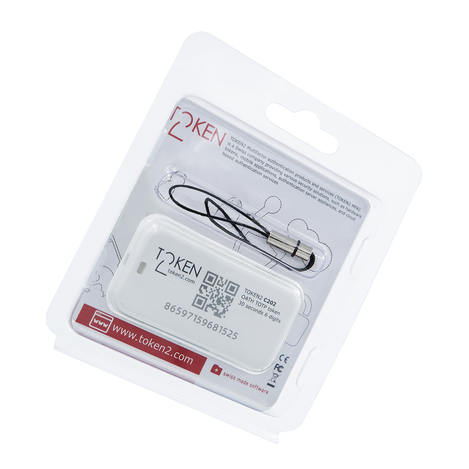 אסימון חומרה עם Hash SHA1 קלאסי TOTP בצבע אדום Token | c202