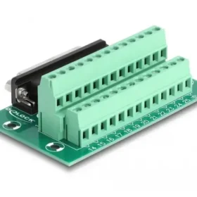 טרמינל בלוק DIN rail בחיבור הברגה לשקע D-Sub 25 pin צבע ירוק DELOCK | 66912