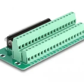 טרמינל בלוק DIN rail בחיבור הברגה לשקע D-Sub 37 pin צבע ירוק DELOCK | 66914