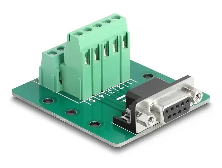 טרמינל בלוק DIN rail בחיבור הברגה לשקע D-Sub 9 pin צבע ירוק DELOCK | 66908