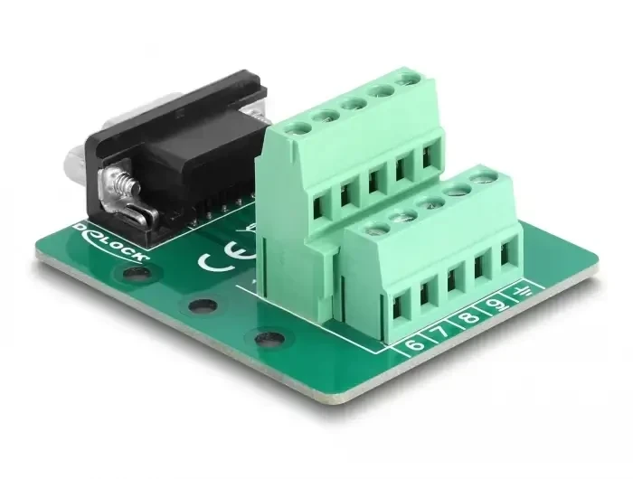 טרמינל בלוק DIN rail בחיבור הברגה לשקע D-Sub 9 pin צבע ירוק DELOCK | 66908