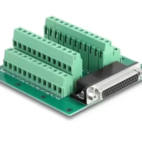 טרמינל בלוק DIN rail בחיבור הברגה לשקע D-Sub HD 44 pin צבע ירוק DELOCK | 66916