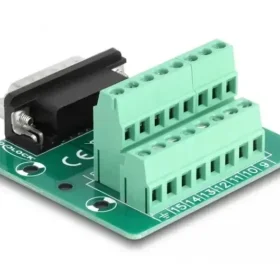 טרמינל בלוק DIN rail בחיבור הברגה לתקע D-Sub 15 pin צבע ירוק DELOCK | 66909
