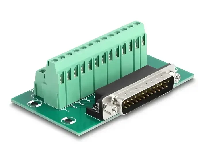 טרמינל בלוק DIN rail בחיבור הברגה לתקע D-Sub 25 pin צבע ירוק DELOCK | 66911
