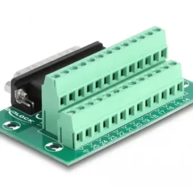 טרמינל בלוק DIN rail בחיבור הברגה לתקע D-Sub 25 pin צבע ירוק DELOCK | 66911