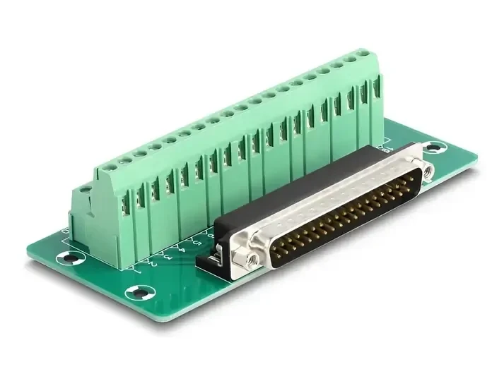 טרמינל בלוק DIN rail בחיבור הברגה לתקע D-Sub 37 pin צבע ירוק DELOCK | 66913