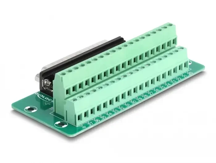 טרמינל בלוק DIN rail בחיבור הברגה לתקע D-Sub 37 pin צבע ירוק DELOCK | 66913