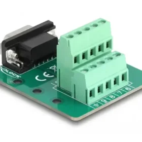 טרמינל בלוק DIN rail בחיבור הברגה לתקע D-Sub 9 pin צבע ירוק DELOCK | 66907