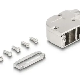 מכסה למחבר D-Sub 9 pin עם מסגרת מתכת בזווית 90° צבע כסף DELOCK | 67028