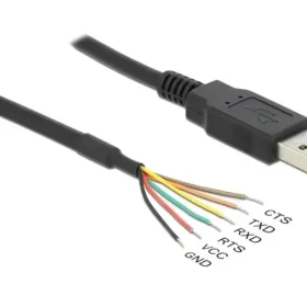 ממיר USB 2.0 זכר ל- TTL 5 V עם 6 גידים פתוחים צ'יפ FTDI צבע שחור DELOCK | 83116