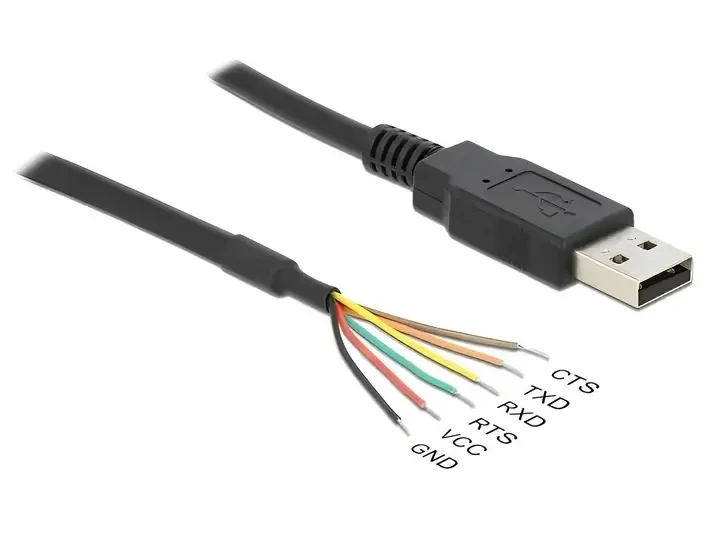 ממיר USB 2.0 זכר ל- TTL 5 V עם 6 גידים פתוחים צ'יפ FTDI צבע שחור DELOCK | 83116