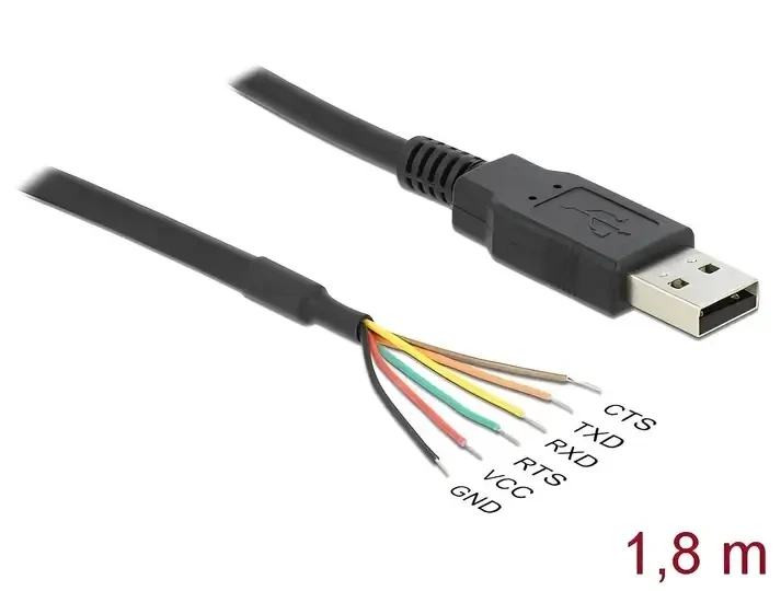 ממיר USB 2.0 זכר ל- TTL 5 V עם 6 גידים פתוחים צ'יפ FTDI צבע שחור DELOCK | 83116
