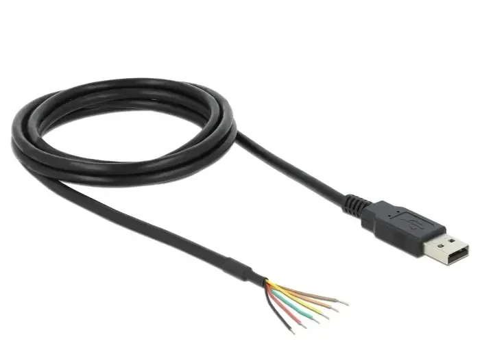 ממיר USB 2.0 זכר ל- TTL 5 V עם 6 גידים פתוחים צ'יפ FTDI צבע שחור DELOCK | 83116
