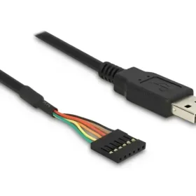 ממיר USB-A 2.0 זכר ל- TTL 3.3 V מחבר 6 פינים צ'יפ FTDI צבע שחור DELOCK | 83785